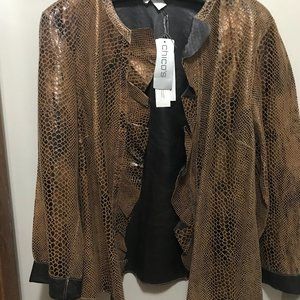 Chico's Genuine Leather Revers. NWT Holiday Jacket